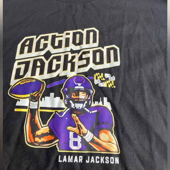 Action Jackson Digital Lamar Football Video Game Men’s Black Tee - Picture 1 of 4